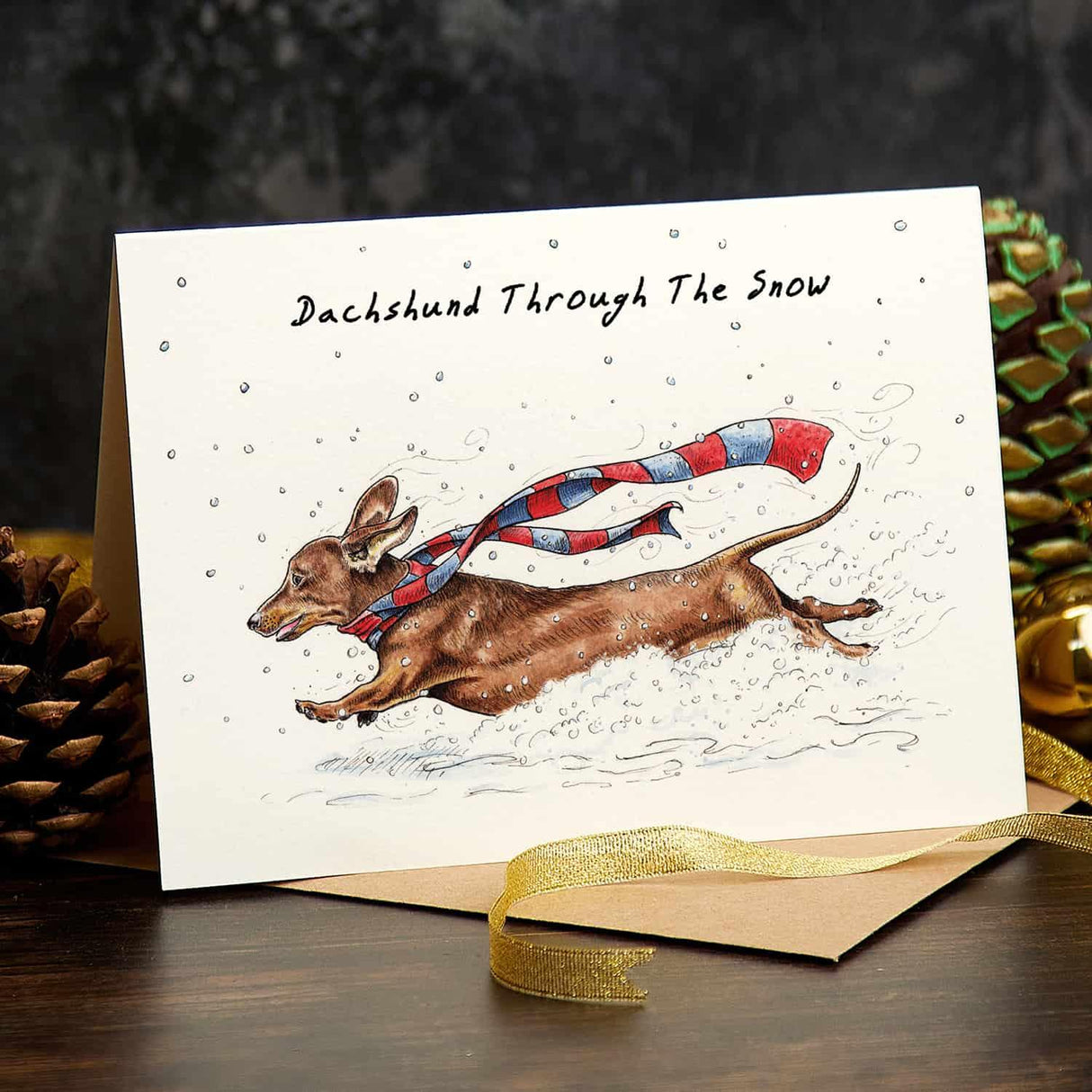 Dachshund Through The Snow Card | Christmas Greetings Card