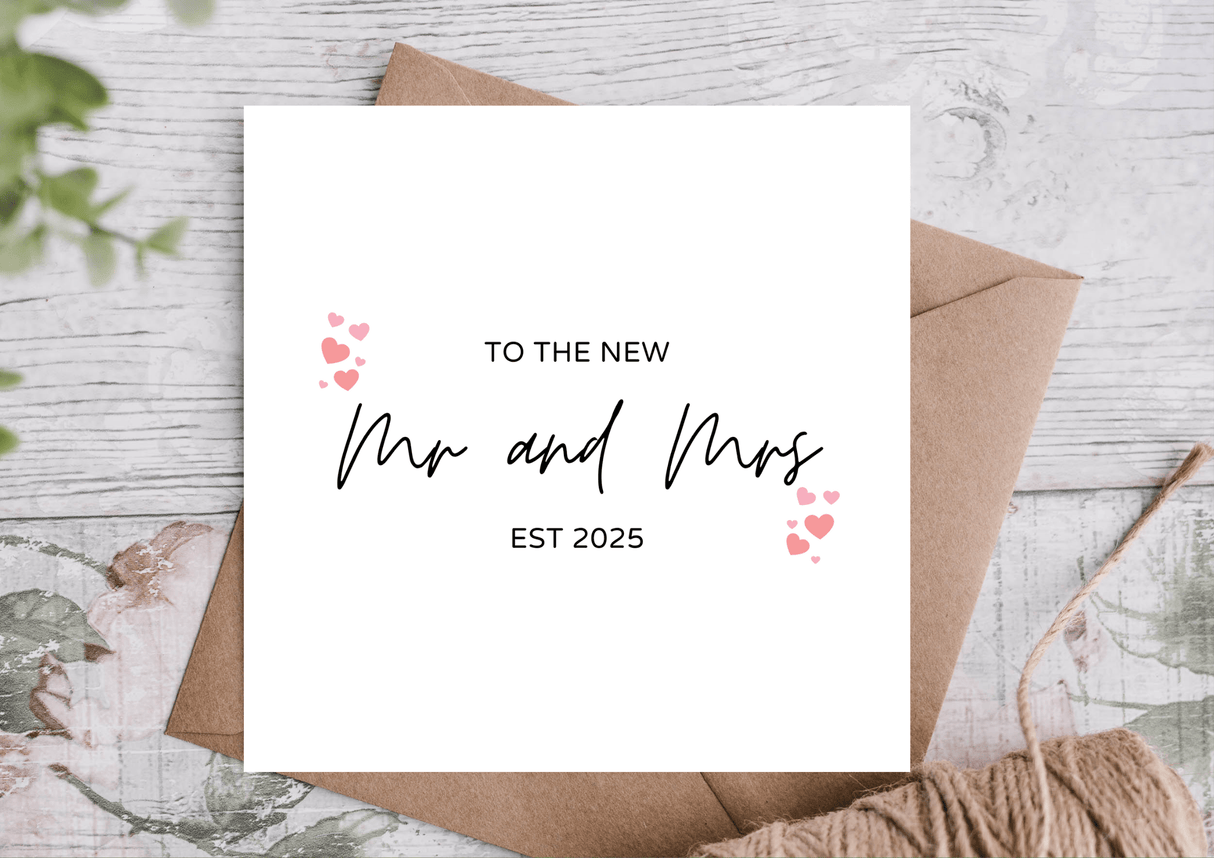 Mr and Mrs EST 2025 Card | Wedding Card /Congratulation Card - The Blossomist