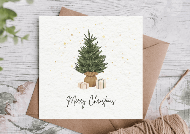 Green Tree Merry Christmas Card - Greetings Card - The Blossomist