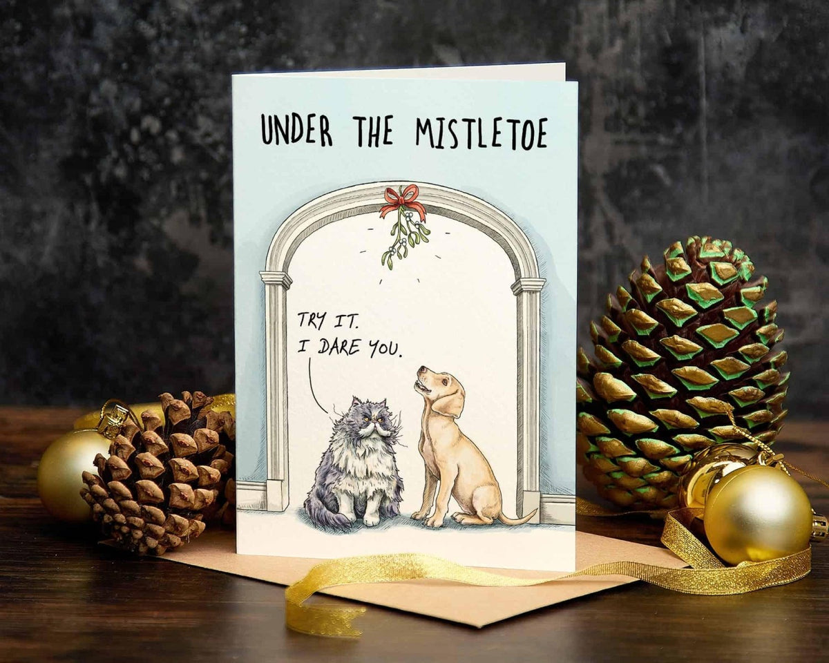 Mistletoe Kiss Christmas Card - Christmas Card - Greetings Card - The Blossomist