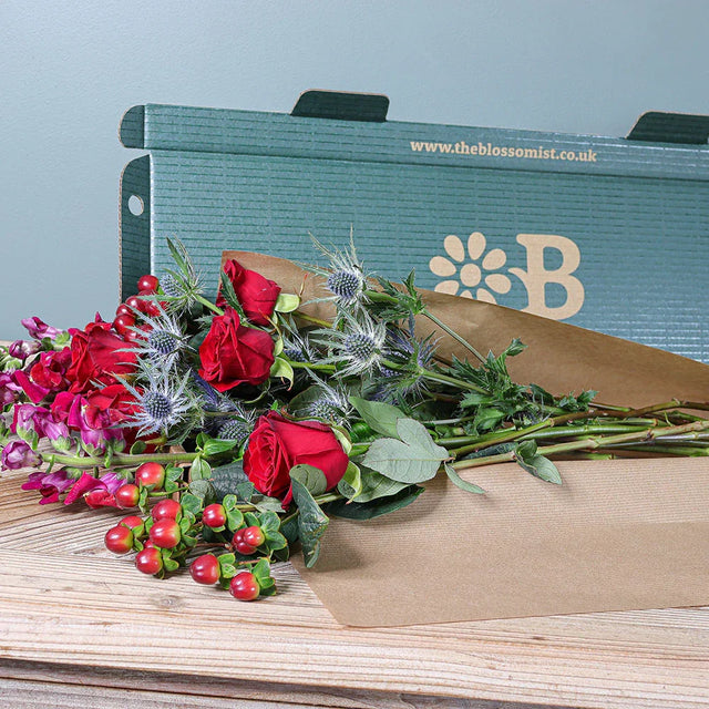 Red Roses, Eryngium, Snapdragons - The Blossomist