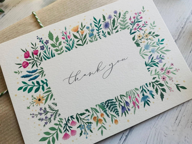 Thank You Calligraphy Card - Greetings Card - The Blossomist