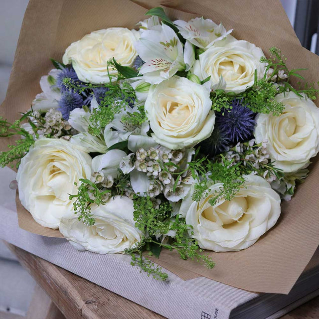 Thinking of You White Rose Bouquet - The Blossomist