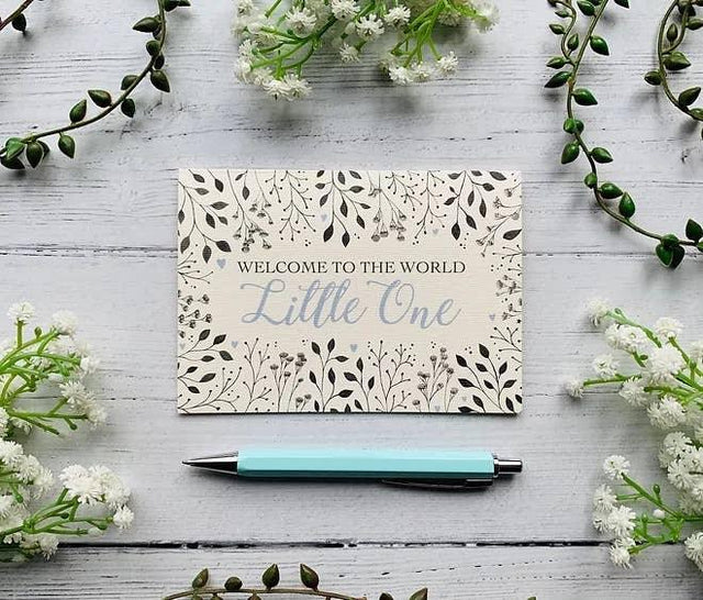 Welcome to the World Little One (Blue) Greeting Card - Greetings Card - The Blossomist