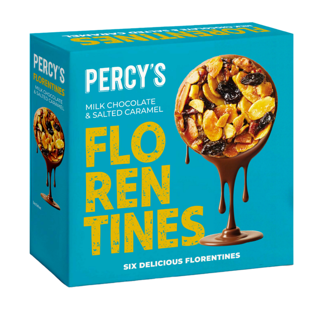 Box of Percy's milk chocolate and salted caramel Florentines.