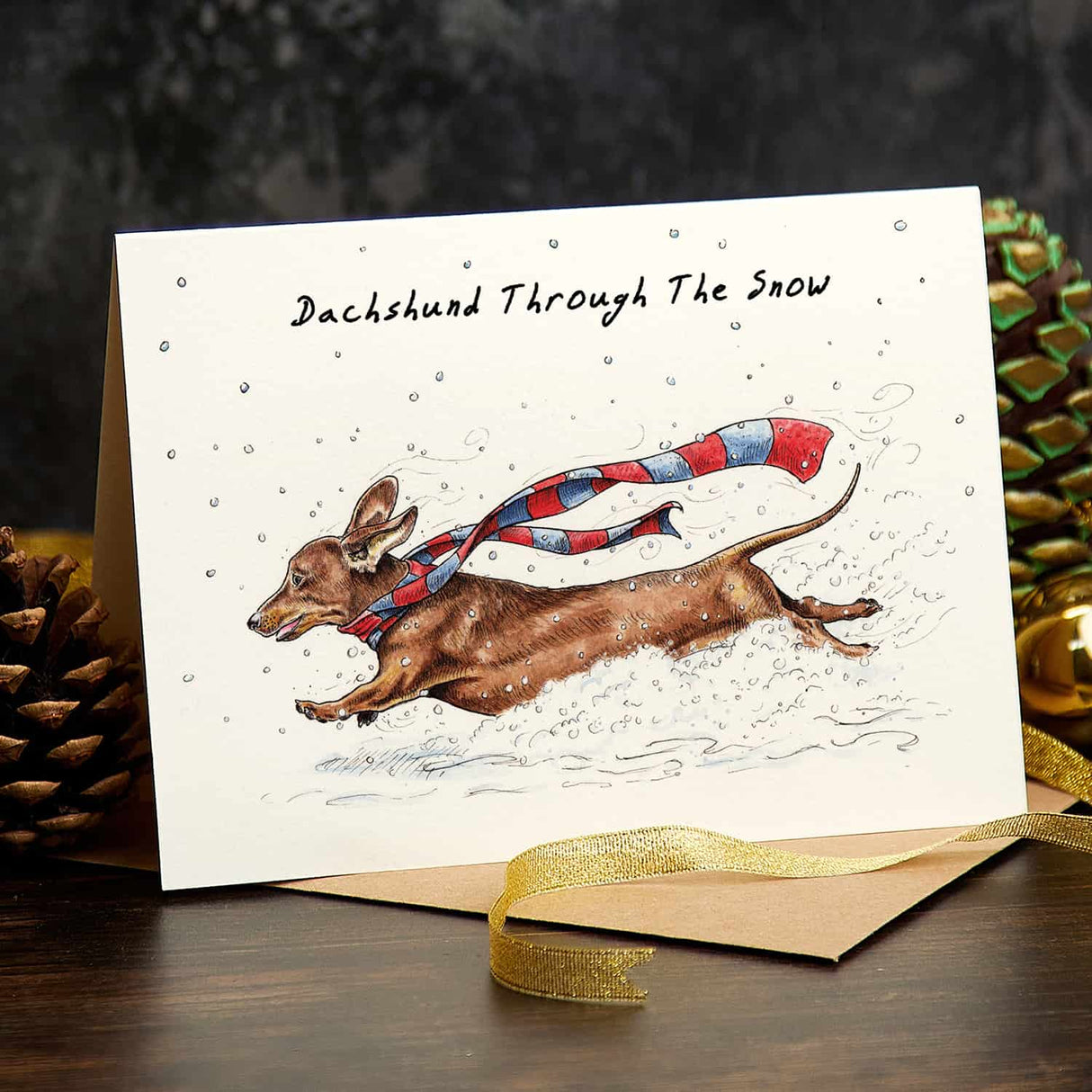 Dachshund Through The Snow Card | Christmas Greetings Card