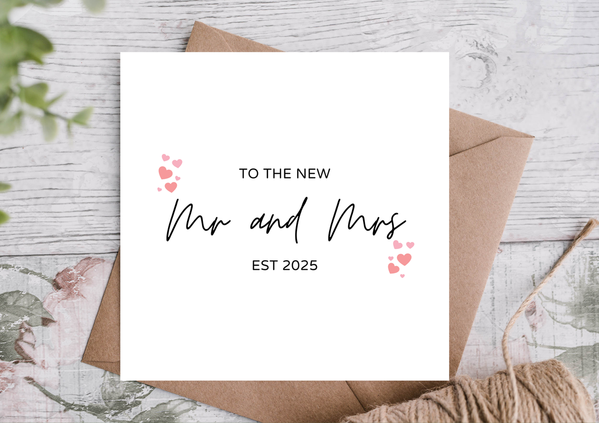 Mr and Mrs EST 2025 Card | Wedding Card /Congratulation Card