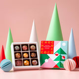 Festive 9 Piece Selection Box of handmade Chococo chocolates in a Christmas gift box