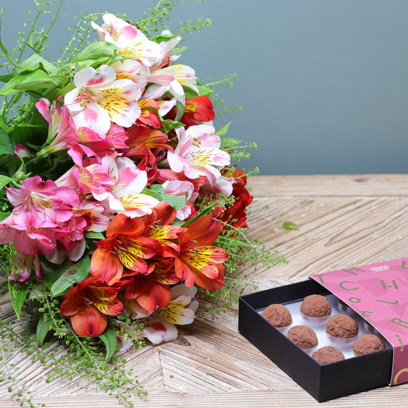 British Alstroemeria and Chocolate Truffles