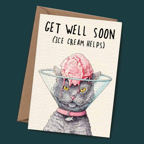 Cat Cone Card - Get Well Soon Card - Greetings Card - The Blossomist