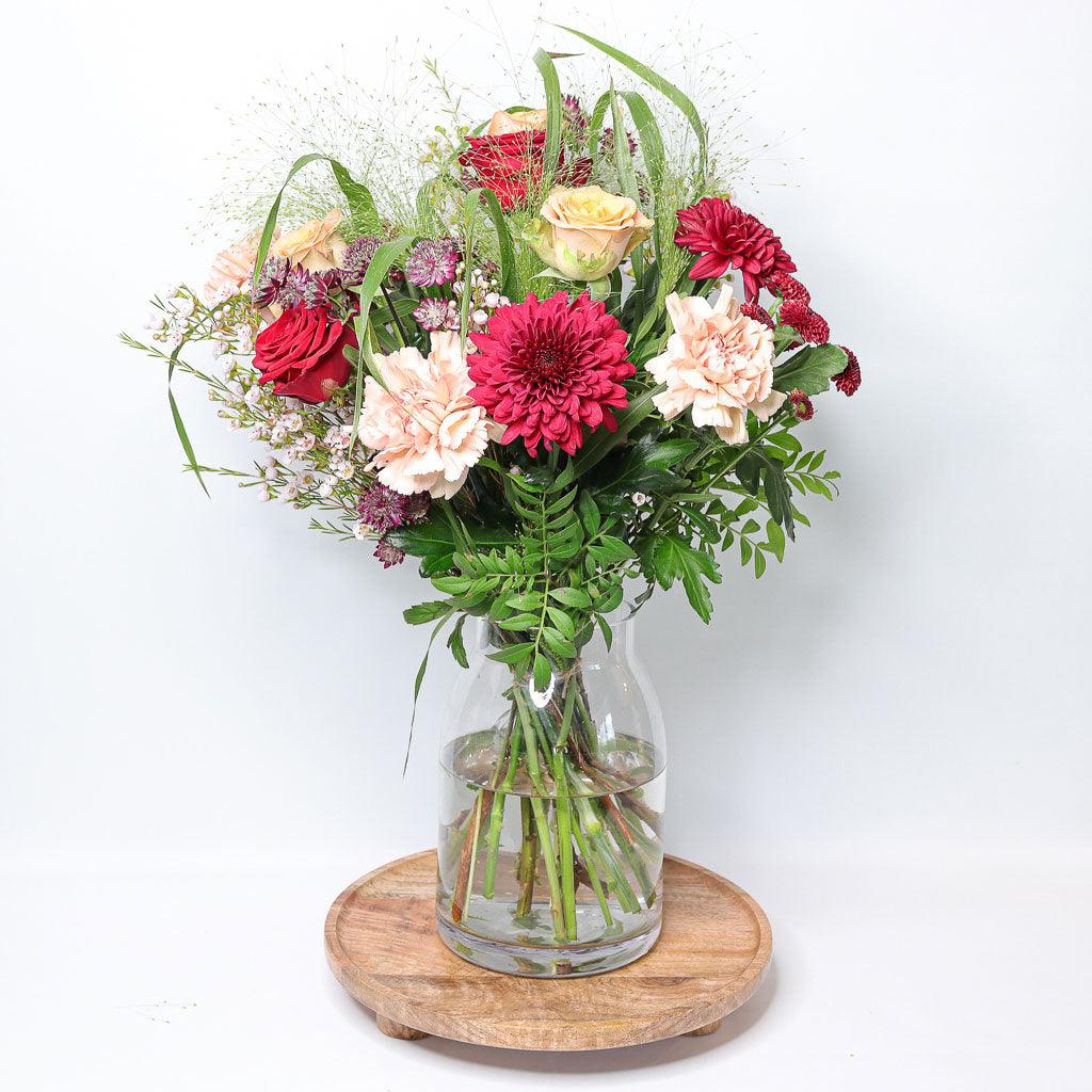 Coffee Roses, Red Roses and Chrysanthemums