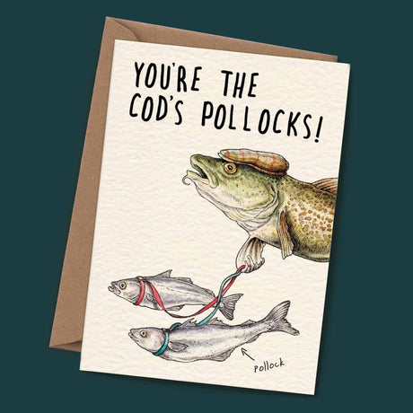 Cod's Pollocks Card - Congratulations Card - Well Done Card - Greetings Card - The Blossomist
