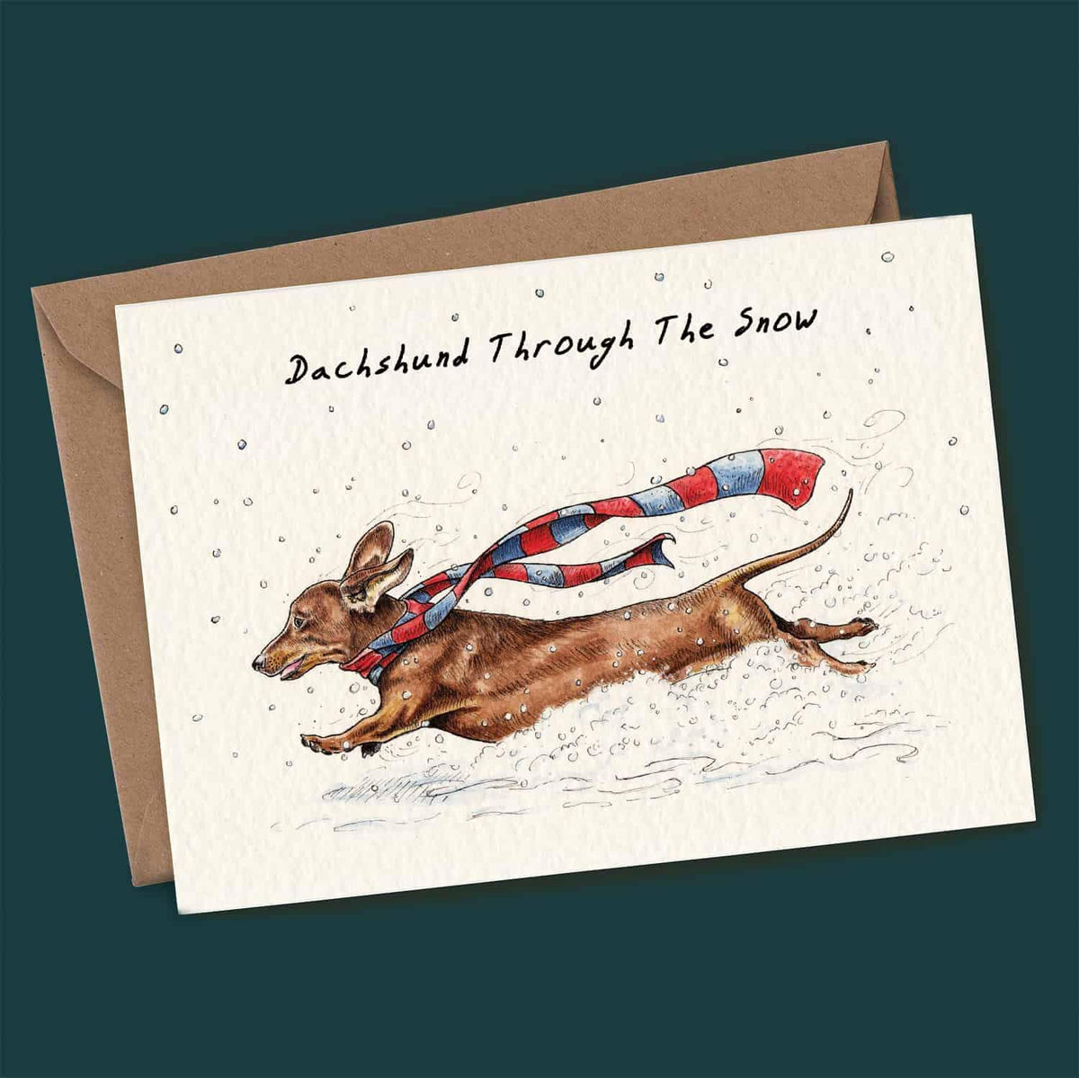 Dachshund Through The Snow Card | Christmas Greetings Card - Greetings Card - The Blossomist