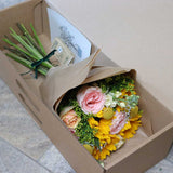 Sunflower Bouquet with Pink and Apricot Roses