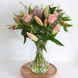 Pink Lilies, Pink Roses, Alstroemeria and Waxflower Large Bouquet