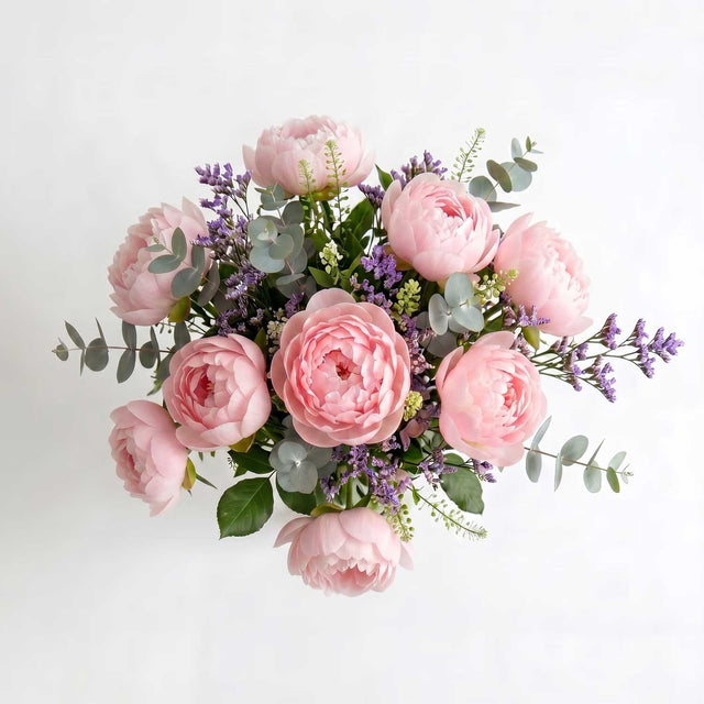 Pink Peonies and Limonium Bouquet