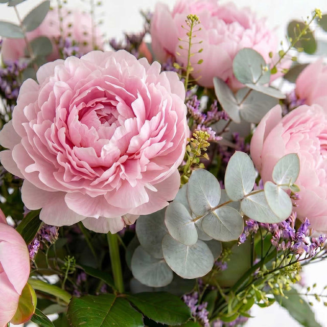 Pink Peonies and Limonium Bouquet
