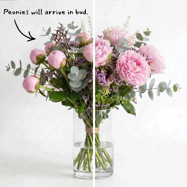 Pink Peonies and Limonium Bouquet