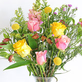 Roses, Craspedia, Snapdragons and Alstroemeria