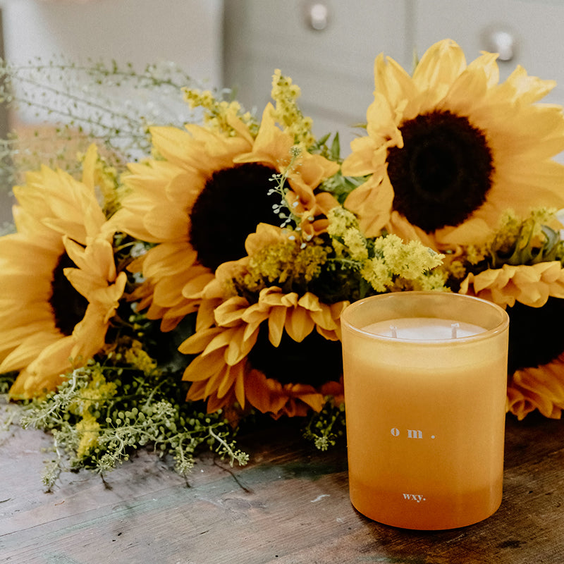 Sunflowers, Solidago with Candle Bundle