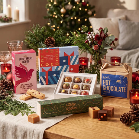 The Cosy Cocoa Christmas Hamper | Chocolate Hamper with Fudge, Shortbread & Hot Chocolate - Food - The Blossomist