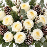 Luxury Christmas White Rose Bouquet and Vase