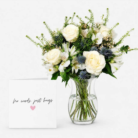 Thinking of You White Rose Bouquet and Sympathy Card - Bundle - The Blossomist