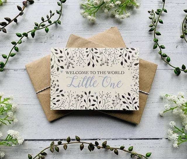 Welcome to the World Little One (Blue) Greeting Card - Greetings Card - The Blossomist