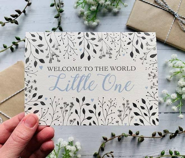 Welcome to the World Little One (Blue) Greeting Card - Greetings Card - The Blossomist