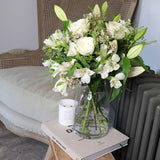 White Oriental Lilies, White Roses, Waxflower and Alstroemeria