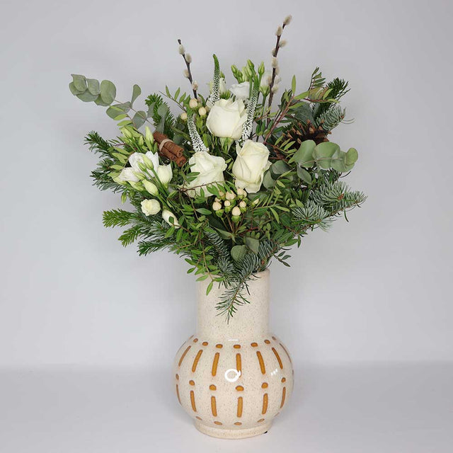 Festive White Rose Bouquet