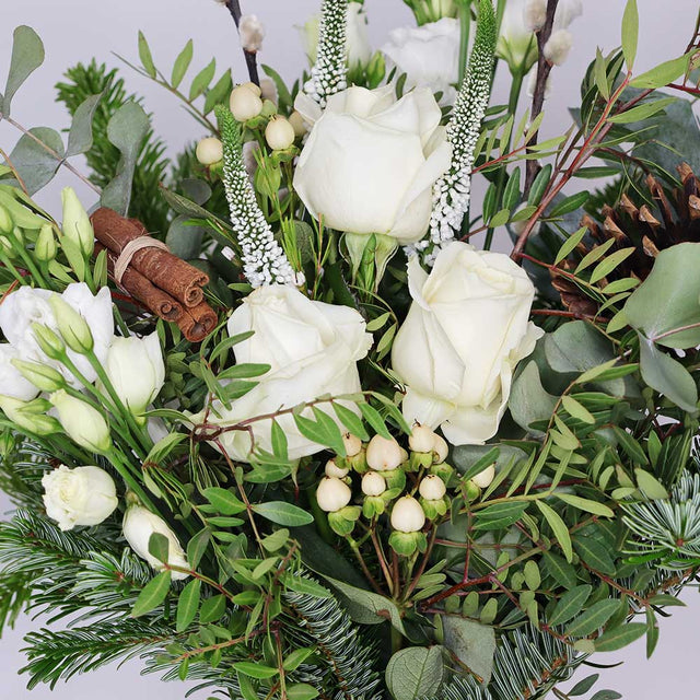 Festive White Rose Bouquet